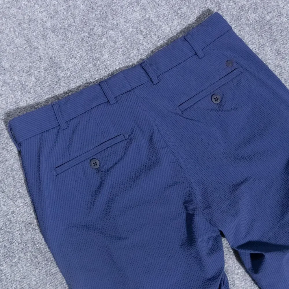 Peter Millar Crown Crafted Matlock Seersucker Performance Blue Pants 32x30 Golf
